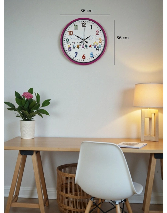 ® 36 Cm Pembe Çocuk Odası Duvar Saati