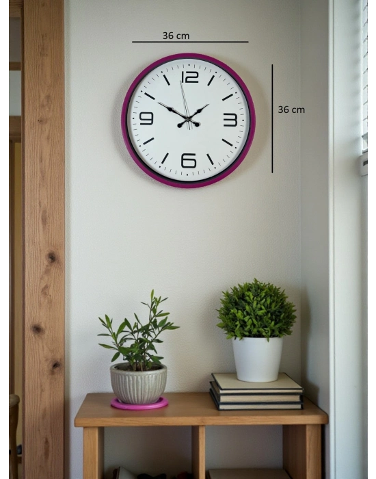 ® 36 Cm Pembe Modern Duvar Saati