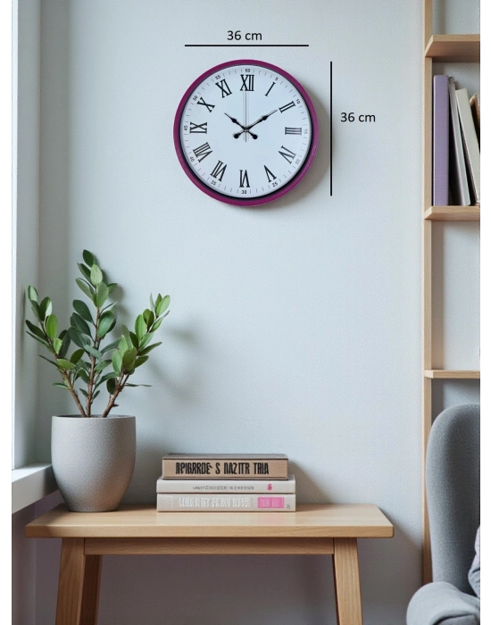 ® 36 Cm Pembe Roma Rakamlı Duvar Saati