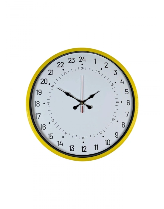® 36 Cm Sarı 24 Saat Göstergeli Özel Tasarım Duvar Saati