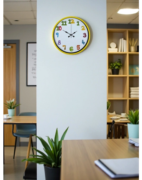 ® 36 Cm Sarı Çocuk Odası Duvar Saati