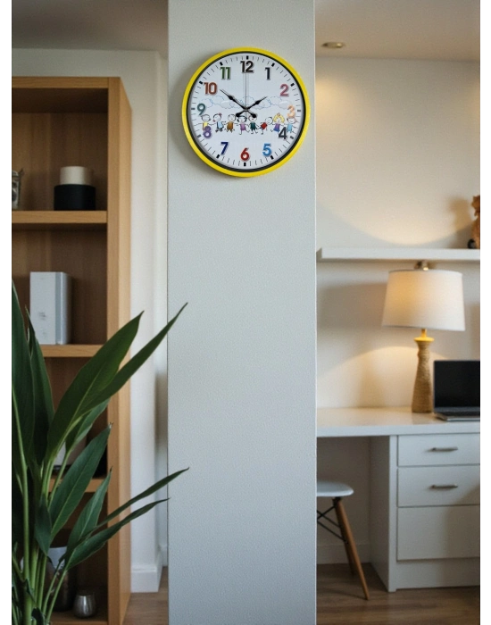 ® 36 Cm Sarı Çocuk Odası Duvar Saati