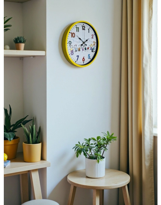 ® 36 Cm Sarı Çocuk Odası Duvar Saati
