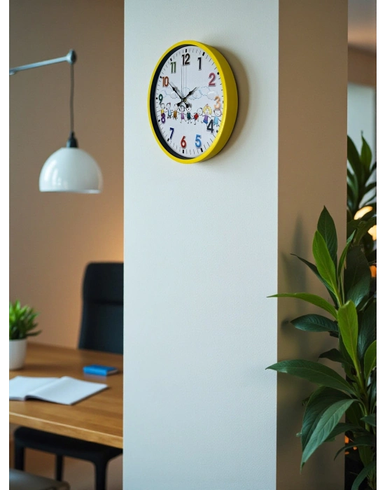 ® 36 Cm Sarı Çocuk Odası Duvar Saati
