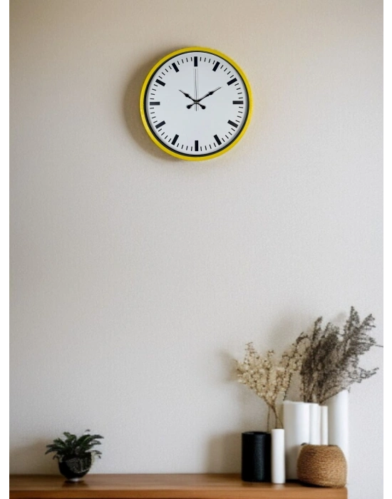 ® 36 Cm Sarı Dekoratif Duvar Saati
