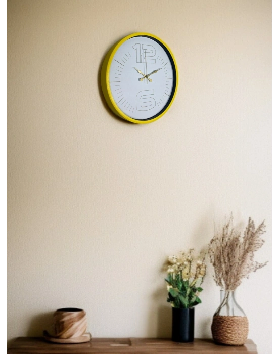® 36 Cm Sarı Dekoratif Duvar Saati