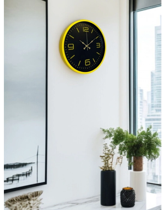 ® 36 Cm Sarı Dekoratif Duvar Saati