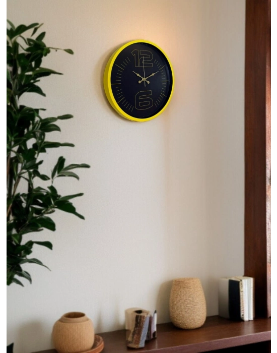 ® 36 Cm Sarı Dekoratif Duvar Saati