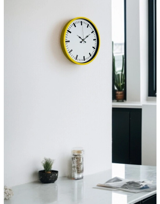 ® 36 Cm Sarı Dekoratif Duvar Saati
