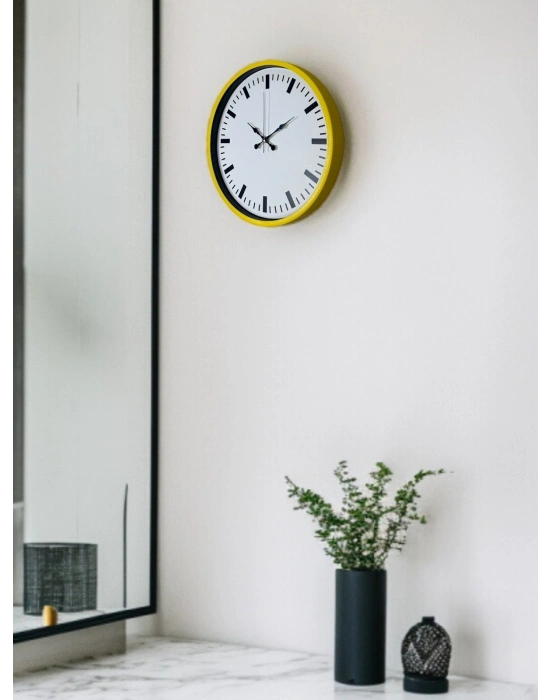 ® 36 Cm Sarı Dekoratif Duvar Saati