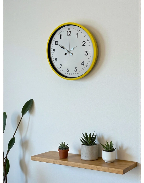 ® 36 Cm Sarı Modern Dekoratif Duvar Saati