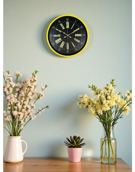 ® 36 Cm Sarı Modern Duvar Saati
