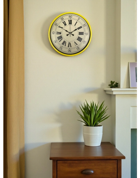 ® 36 Cm Sarı Retro Duvar Saati
