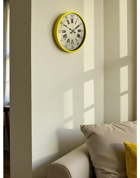 ® 36 Cm Sarı Retro Duvar Saati