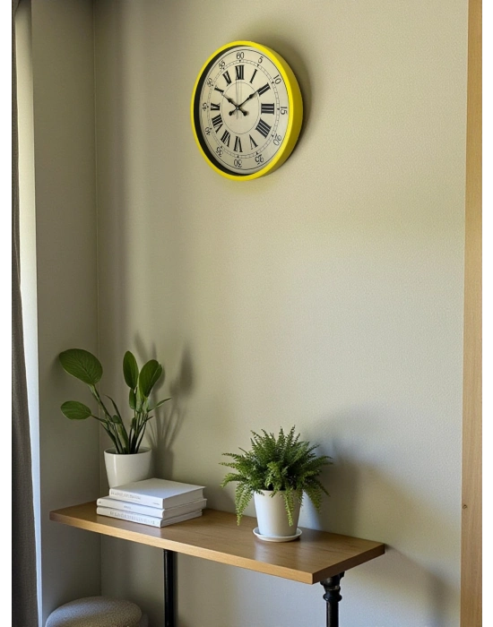 ® 36 Cm Sarı Retro Duvar Saati