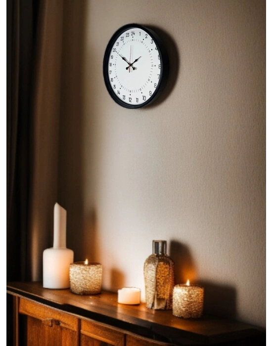 ® 36 Cm Siyah 24 Saat Göstergeli Duvar Saati