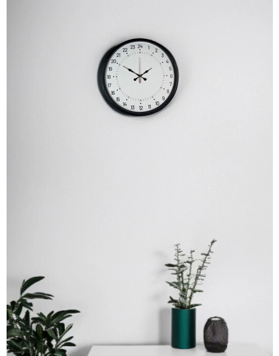 ® 36 Cm Siyah 24 Saat Göstergeli Duvar Saati