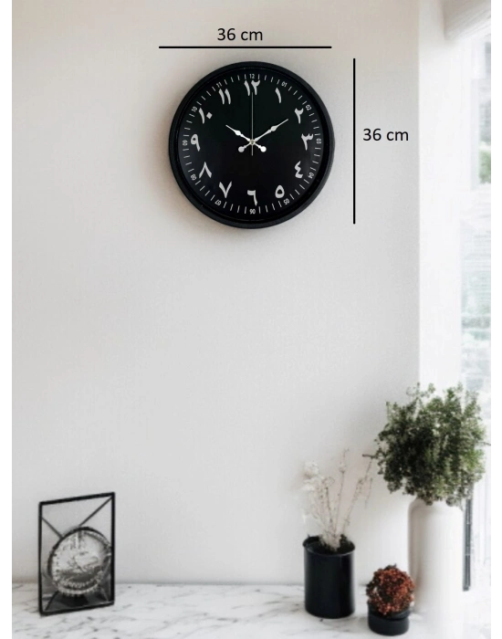 ® 36 Cm Siyah Arapça Rakamlı Duvar Saati