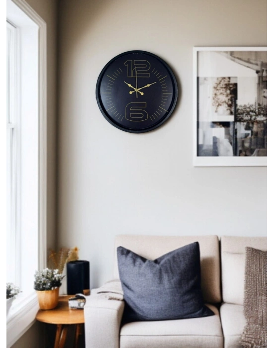 ® 36 Cm Siyah Dekoratif Duvar Saati
