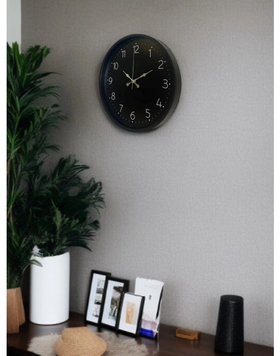 ® 36 Cm Siyah Dekoratif Duvar Saati