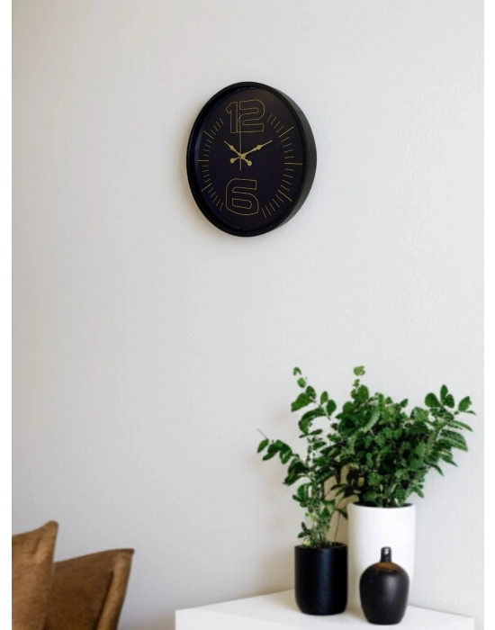 ® 36 Cm Siyah Dekoratif Duvar Saati