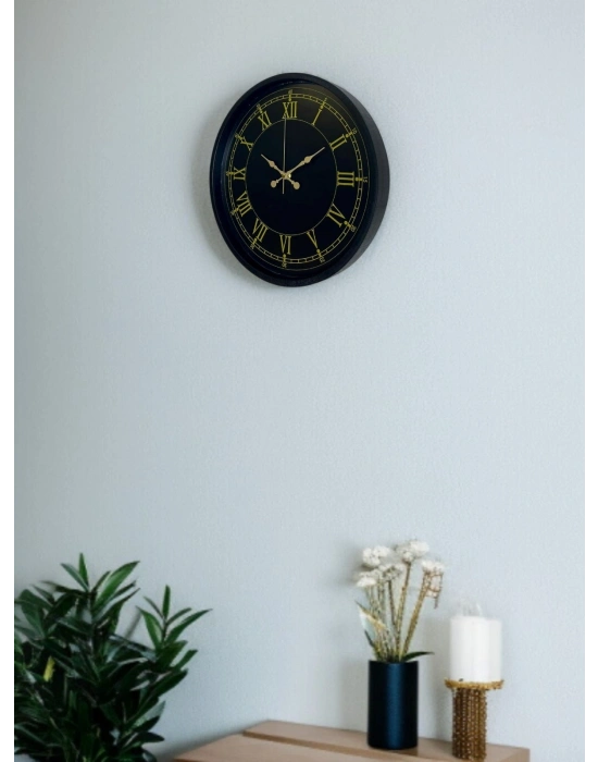 ® 36 Cm Siyah Dekoratif Duvar Saati