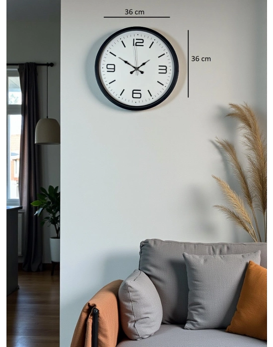 ® 36 Cm Siyah Dekoratif Duvar Saati