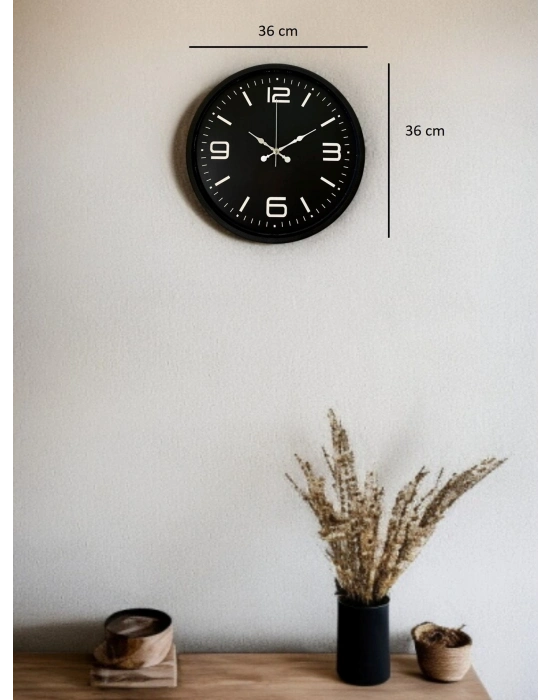® 36 Cm Siyah Dekoratif Duvar Saati