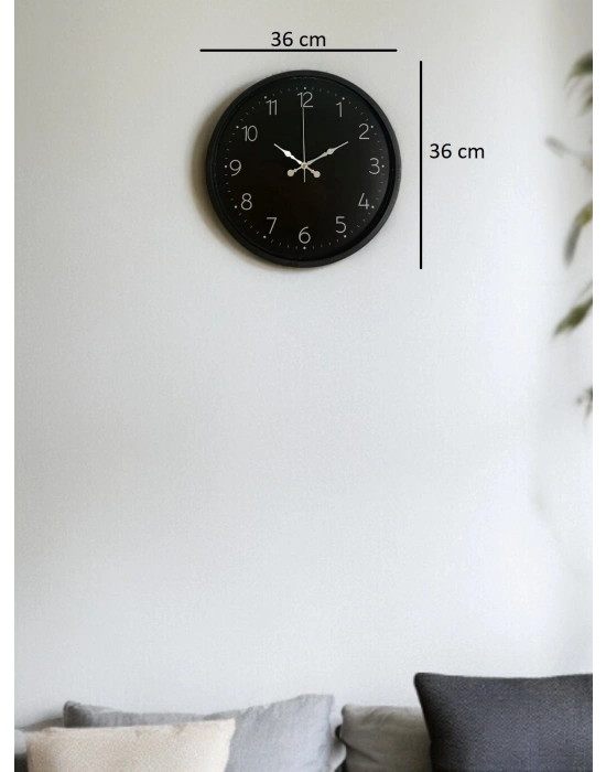 ® 36 Cm Siyah Dekoratif Duvar Saati