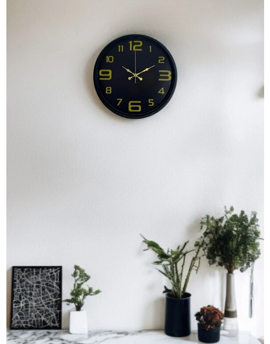 ® 36 Cm Siyah Gold Rakamlı Duvar Saati