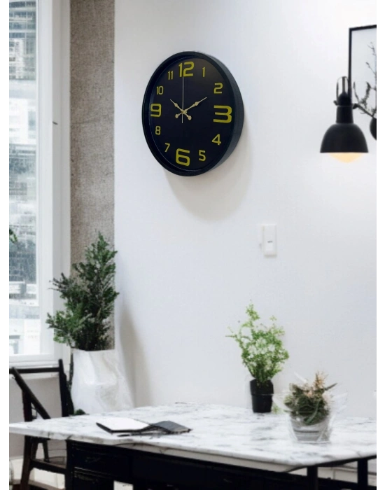 ® 36 Cm Siyah Gold Rakamlı Duvar Saati