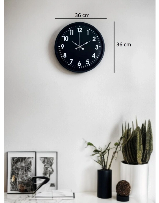 ® 36 Cm Siyah Modern Duvar Saati