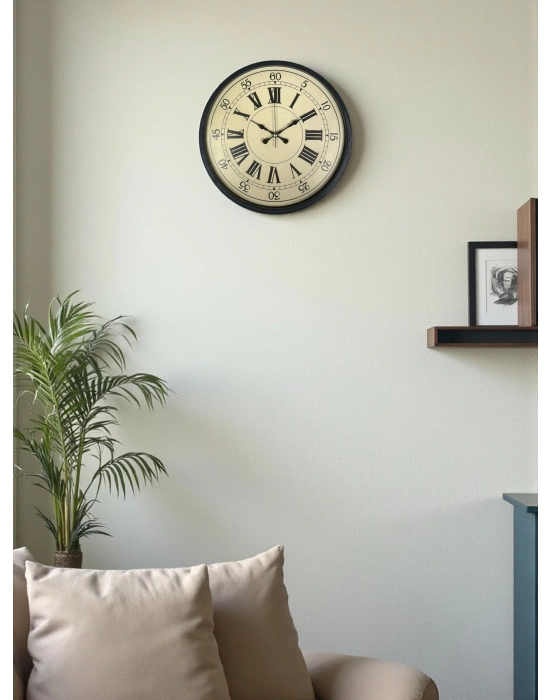 ® 36 Cm Siyah Retro Tasarım Duvar Saati