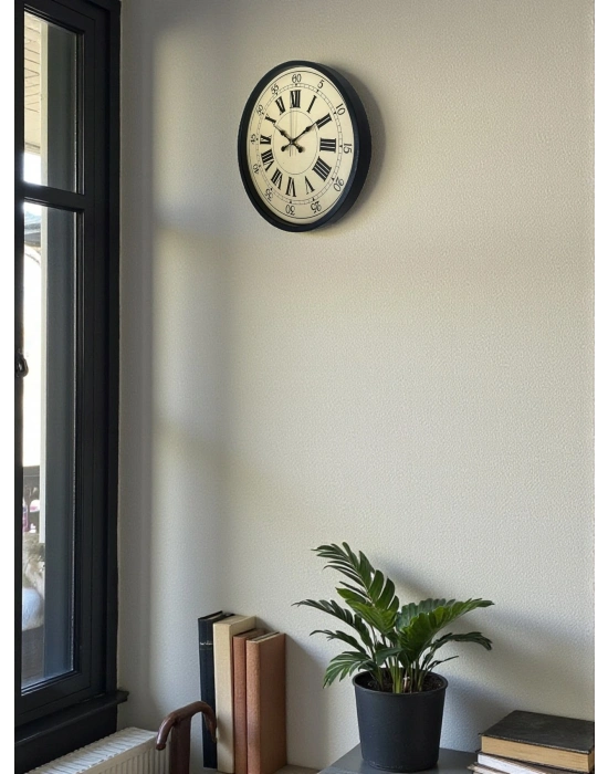 ® 36 Cm Siyah Retro Tasarım Duvar Saati