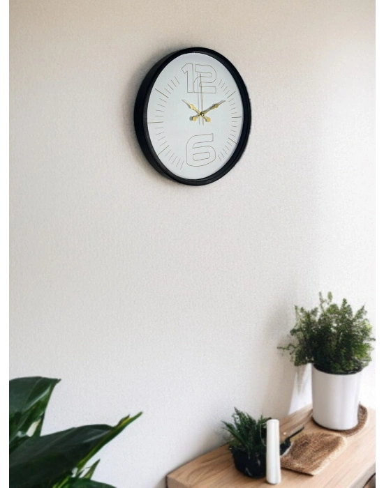 ® 36 Cm Siyah Sade Zarif Duvar Saati