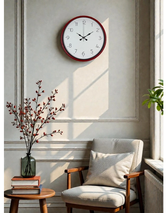 ® 36 Cm Standart Kırmızı Duvar Saati