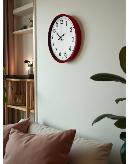 ® 36 Cm Standart Kırmızı Duvar Saati