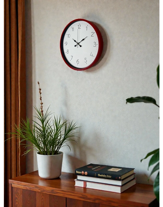 ® 36 Cm Standart Kırmızı Duvar Saati