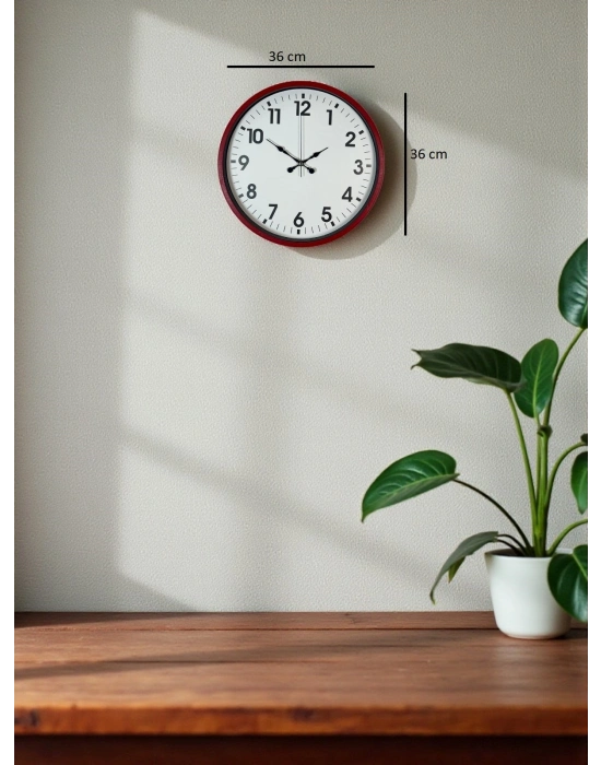 ® 36 Cm Standart Kırmızı Duvar Saati