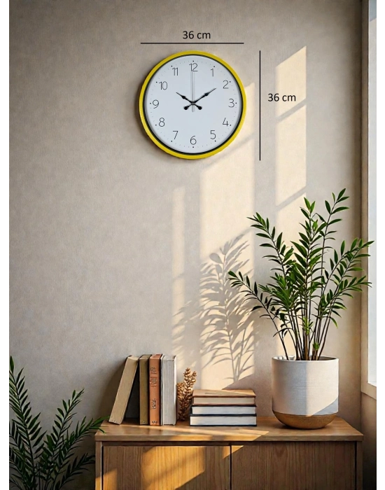 ® 36 Cm Standart Sarı Duvar Saati