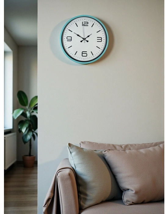 ® 36 Cm Turkuaz Dekoratif Duvar Saati