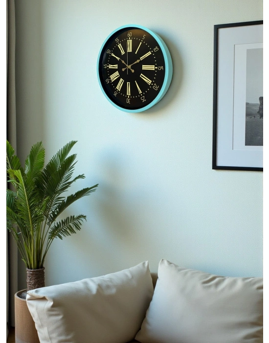 ® 36 Cm Turkuaz Dekoratif Duvar Saati