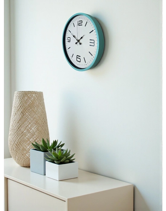 ® 36 Cm Turkuaz Dekoratif Duvar Saati