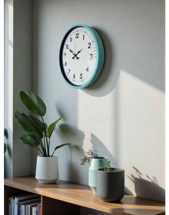 ® 36 Cm Turkuaz Dekoratif Duvar Saati