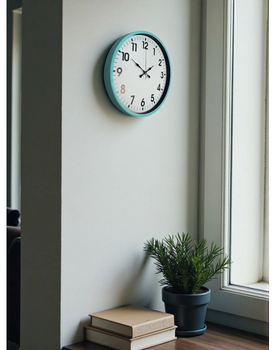 ® 36 Cm Turkuaz Dekoratif Duvar Saati