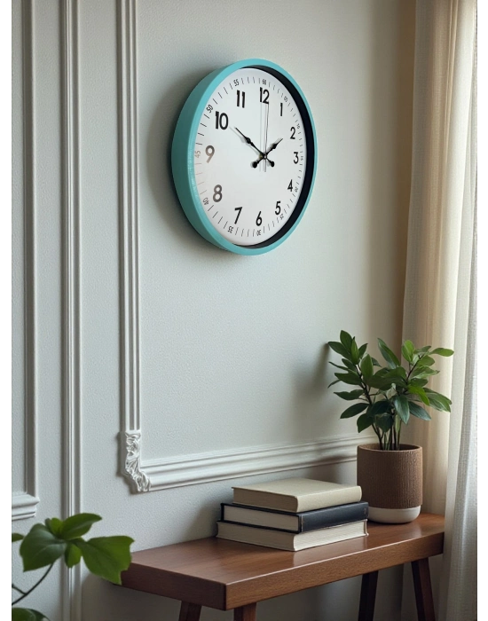 ® 36 Cm Turkuaz Dekoratif Duvar Saati