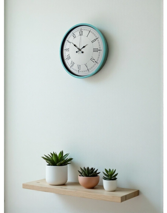 ® 36 Cm Turkuaz Dekoratif Duvar Saati