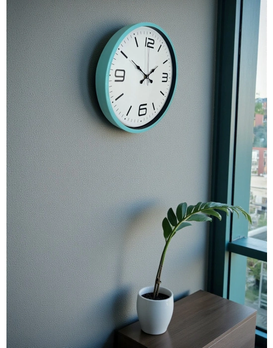 ® 36 Cm Turkuaz Dekoratif Duvar Saati