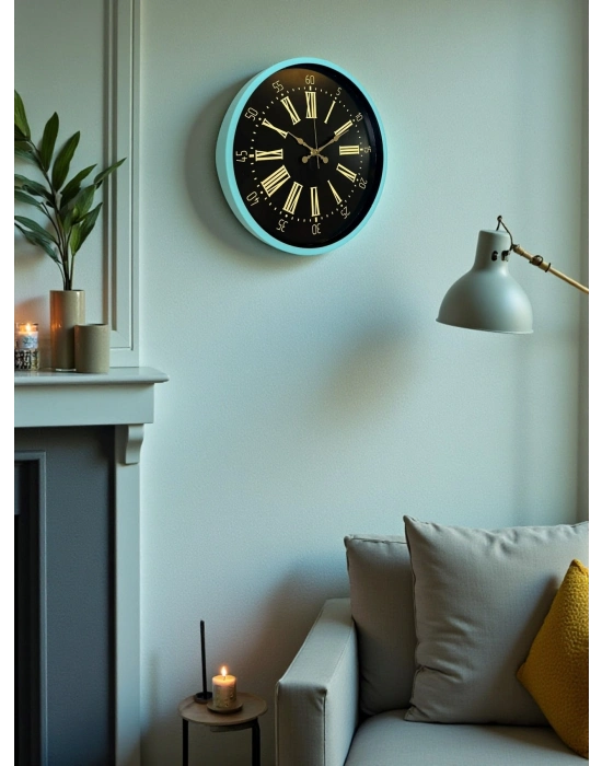 ® 36 Cm Turkuaz Dekoratif Duvar Saati