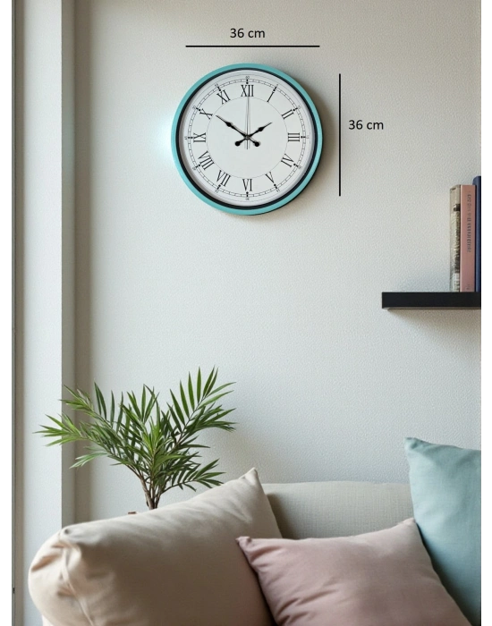 ® 36 Cm Turkuaz Dekoratif Duvar Saati
